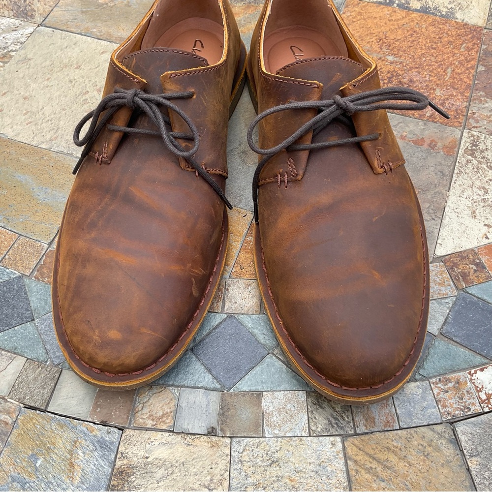 Clarks Chestnut Brown Leather Chukka Boots - Picture 2 of 7